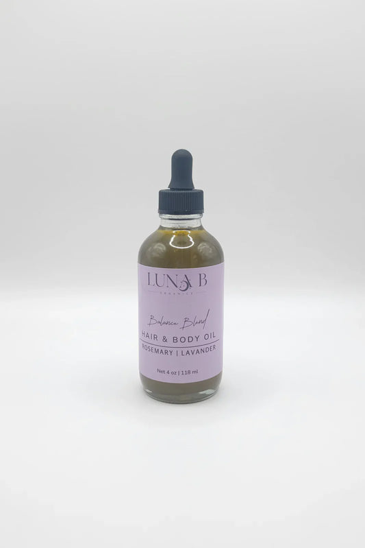 Luna B Organics Rosemary and Lavender Hair and Body Oil bottle